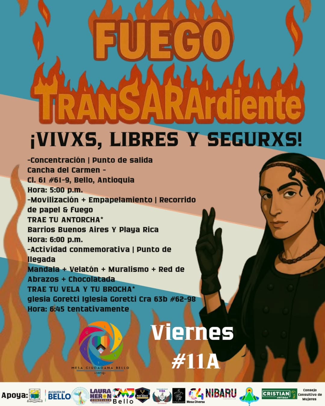 MANIFESTACI�N 11A Fuego #TranSARAdiente